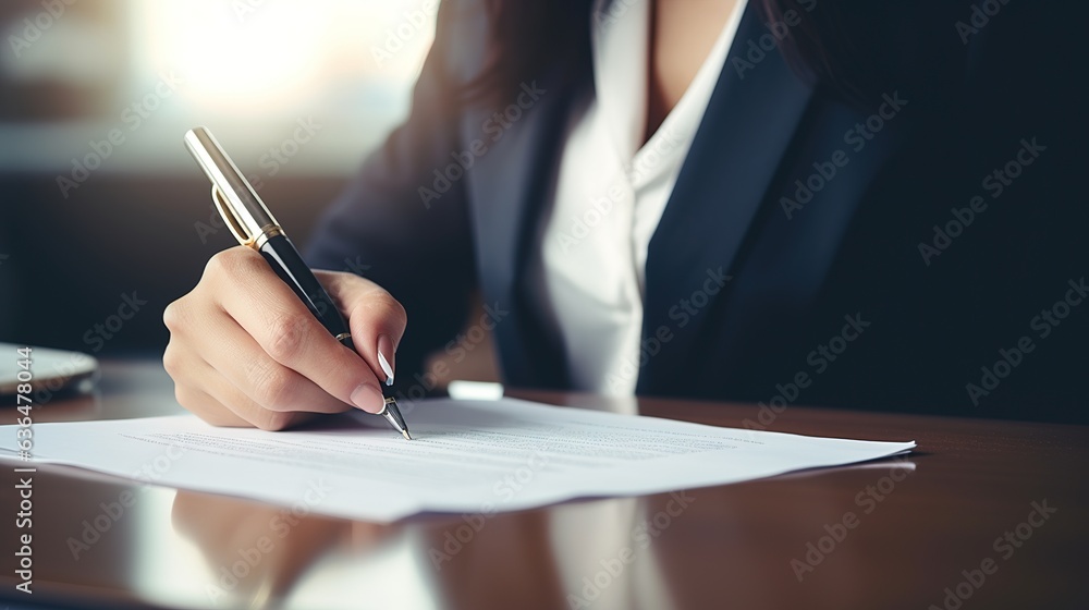 Poster close-up of a professional working on a document. generative ai