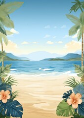 Personalize, Fill in the Blank, design Template Illustration and backgrounds for party and celebration printed invitations, posters, flyers, and banners, tropical, island, hawaii, get away, vacation