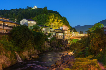 Fototapeta na wymiar Gujo Hachiman Onsen, Gifu, Japan at Night