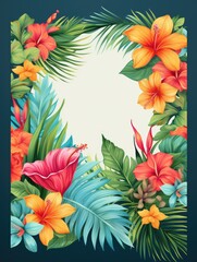 Hawaii Luau Personalize, Fill in the Blank, design Template Illustration and backgrounds for party and celebration printed invitations, posters, flyers, tropical, leaves, flowers, paradise, vacation - obrazy, fototapety, plakaty