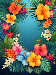 Hawaii Luau Personalize, Fill in the Blank, design Template Illustration and backgrounds for party and celebration printed invitations, posters, flyers, tropical, leaves, flowers, paradise, vacation