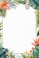 Fototapeta na wymiar Personalize, Fill in the Blank, design Template Illustration and backgrounds for party and celebration printed invitations, posters, flyers, and banners, tropical, leaves, flowers, paradise, vacation