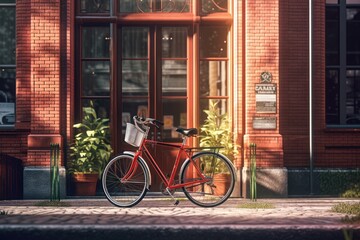 Fototapeta na wymiar bike parked in the city