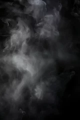 Gordijnen Abstract smoke misty fog on isolated black background. Texture overlays. Design element.   Generative AI © Kay