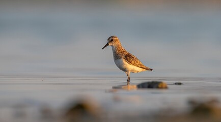 Little Stint (Calidris minuta) is a wetland bird that lives in the northern parts of the European and Asian continents. It feeds in swampy areas.