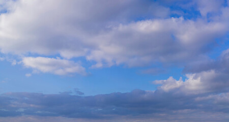 Naklejka na ściany i meble Blue sky panoramic view. Heaven background for design