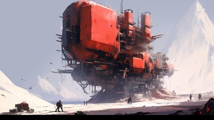 Machinery left in a dystopian world. Generative AI