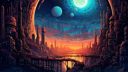 Space scenery with vibrant colors in 4k. Generative AI