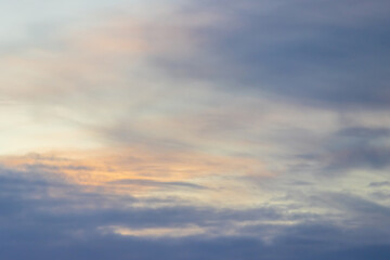 Naklejka na ściany i meble Beautiful morning sky background with clouds. Scenic dawn cloudscape.