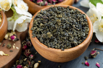 dried rose flowers to dried tea leaves