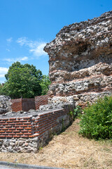 Fototapeta na wymiar Ruins of Roman fortifications in town of Hisarya, Bulgaria