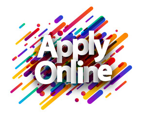 Apply online sign over colorful brush strokes background.