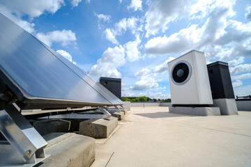Heat pump and solar collector on the roof