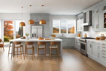 Fototapeta na wymiar modern kitchen interior with kitchen generated by AI technology 