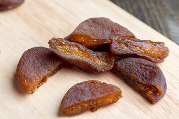 Naturally dried ripe apricots, close up