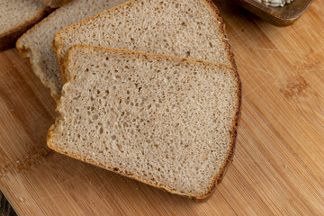 rectangular fresh and soft bread on the table