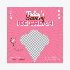 Ice Cream Post Design template with text effect 