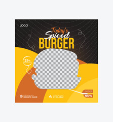 Creative Simple Burger Spiced Social media ads template