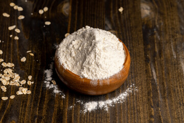 Wheat flour from a wooden bowl