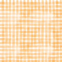 Orange Gingham Check Hand Drawn Background