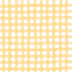 Orange Gingham Check Hand Drawn Background