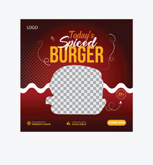 Creative Simple Burger Spiced Social media ads template