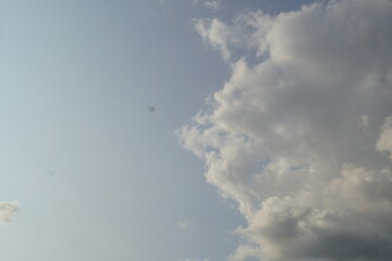 blue sky white cloud with air plane