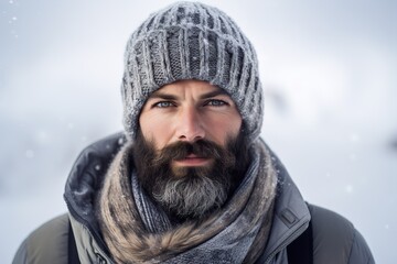 Fototapeta na wymiar Portrait of man in winter
