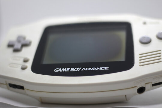 Nintendo Game Boy Advance. video game details. GBA with selective focus.