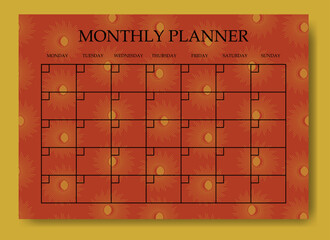 Monthly planner minimalist page design. Categories of notes.