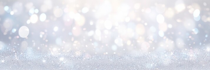 White glitter with shiny sparkles background. Defocused abstract Wedding/Valentine's day/New Year seasonal decoration. Sparkling lights on background. AI image, digital design.	