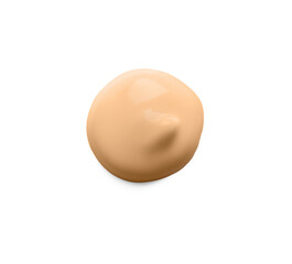 Drop of skin foundation isolated on white, top view