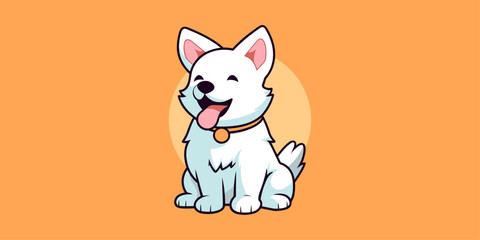 Cute White Dog Sitting Logo Mascot: Perfect Vector Illustration for Iconic Pet Shop, Veterinary, and Design Ventures
