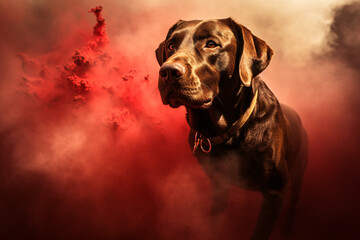 Retrato de un perro labrador caf&eacute;