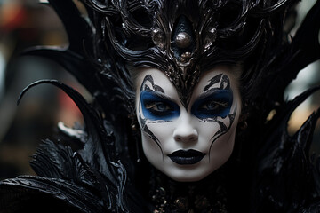 Fairy tale villain portray a woman in black, halloween costume concept