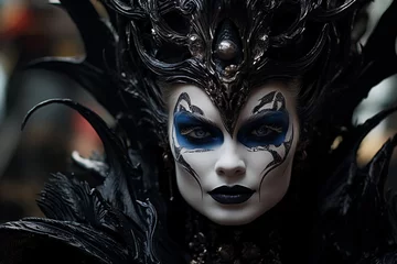 Fotobehang Fairy tale villain portray a woman in black, halloween costume concept © ardanz
