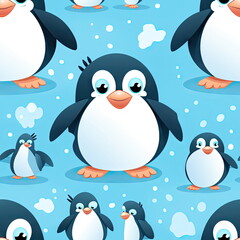 Naklejka premium seamless Cartoon character of penguin