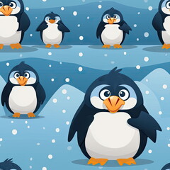 seamless Cartoon character of penguin