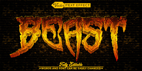 Horror Orange Beast Vector Editable Text Effect Template