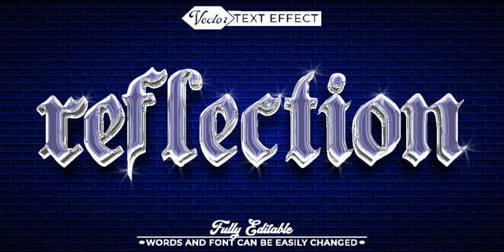 Chrome Bright Reflection Editable Text Effect Template