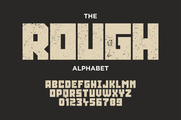 Vintage grunge alphabet design. Modern stylized font and number
