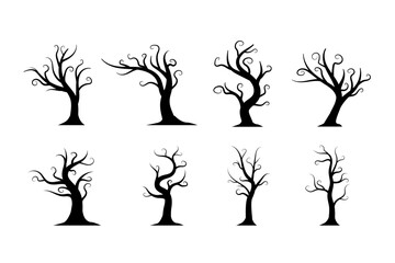 silhouette of spooky halloween trees collection