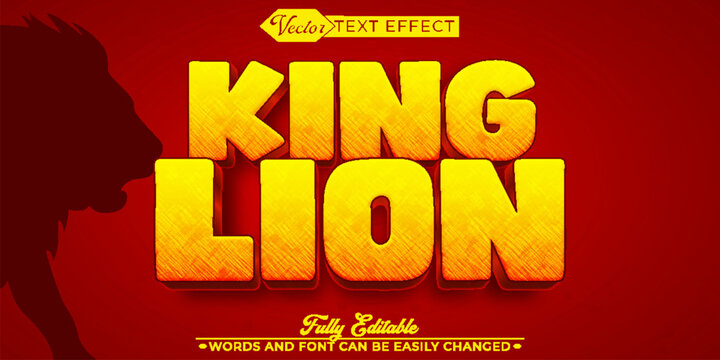 Cartoon King Lion Vector Editable Text Effect Template