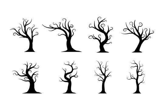 Silhouette Of Spooky Halloween Trees Collection