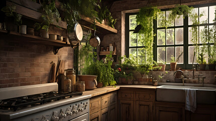 Fototapeta na wymiar rustic farmhouse kitchen
