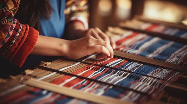 Local craftsmen weaving traditional textiles with precision
