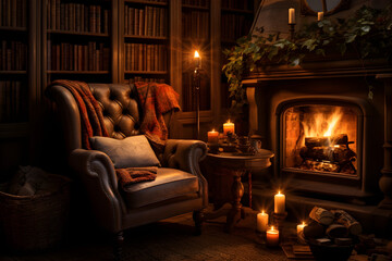 living room with fireplace