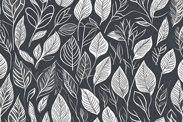 Abstract outline leaves background. Generative AI