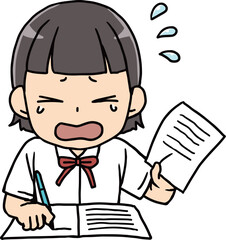 必死に勉強する女子学生