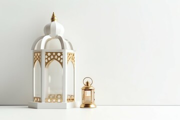 Fototapeta na wymiar Eid mubarak and ramadan kareem greetings with islamic lantern and mosque. Eid al fitr background. Eid al fitr background of window concept by AI Generated